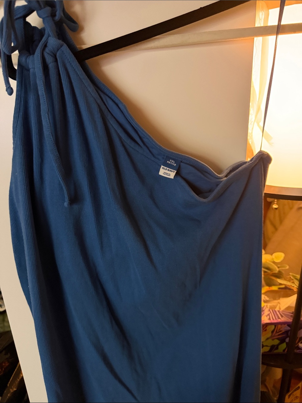 Old Navy Deep Blue One-Shoulder Ribbed Maxi Skirt with Tie Strap